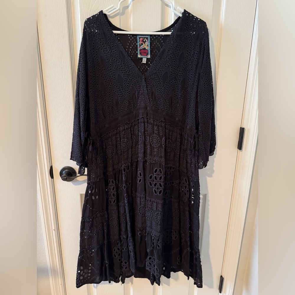 Johnny Was Black Eyelet Dress